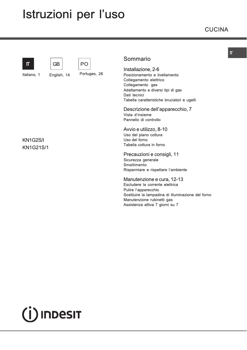Página 1 del manual Manual de usuario Indesit KN1G21S(X)/I