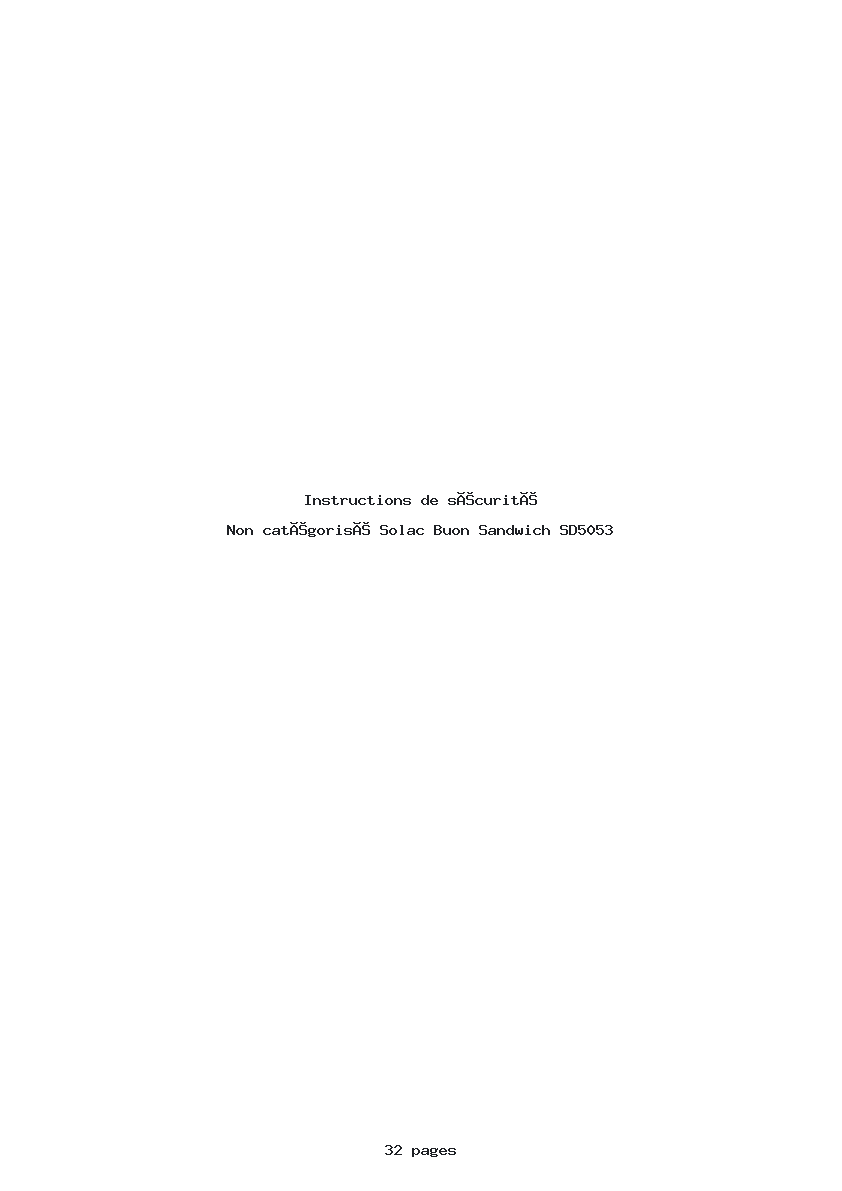 Page 1 de la notice Instructions de sécurité Solac Buon Sandwich SD5053
