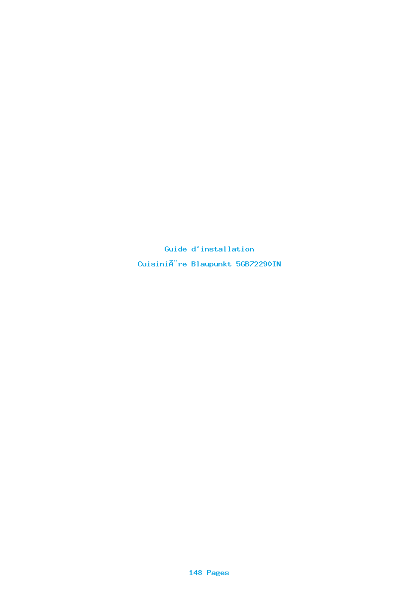 Page 1 de la notice Guide d'installation Blaupunkt 5GB72290IN