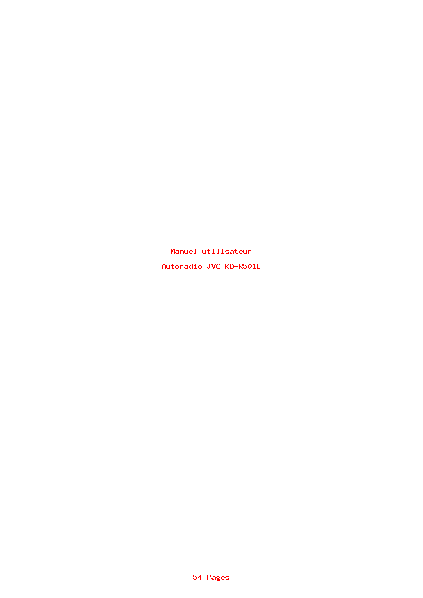 Page 1 de la notice Manuel utilisateur JVC KD-R501E
