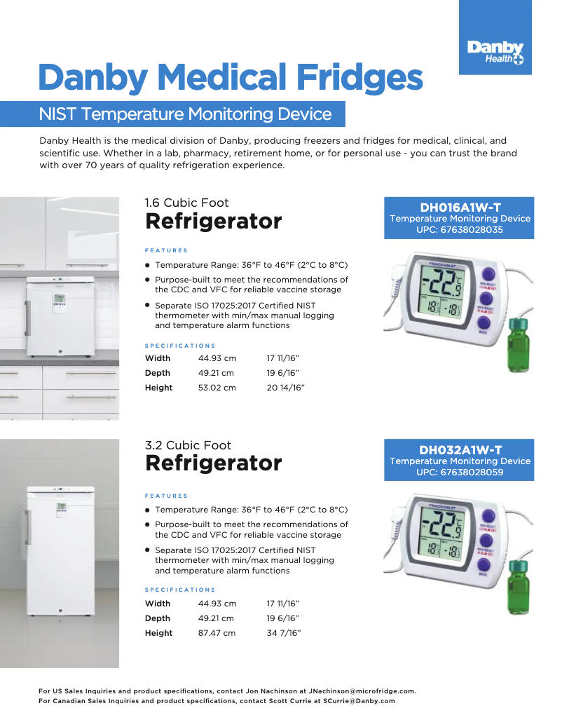 Page 1 de la notice Fiche technique Danby DH032A1W-T