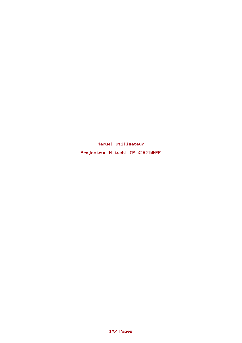 Page 1 de la notice Manuel utilisateur Hitachi CP-X2521WNEF