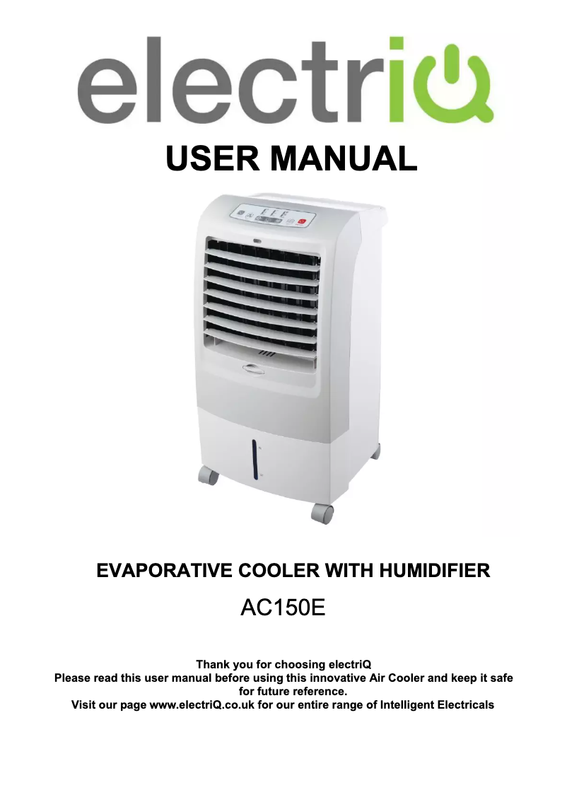 Page 1 de la notice Manuel utilisateur ElectriQ AC150E