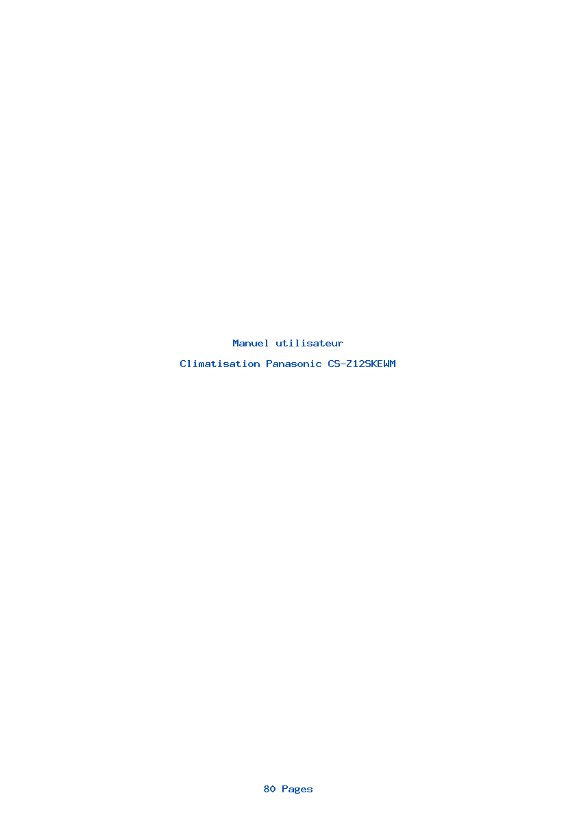 Page 1 de la notice Manuel utilisateur Panasonic CS-Z12SKEWM