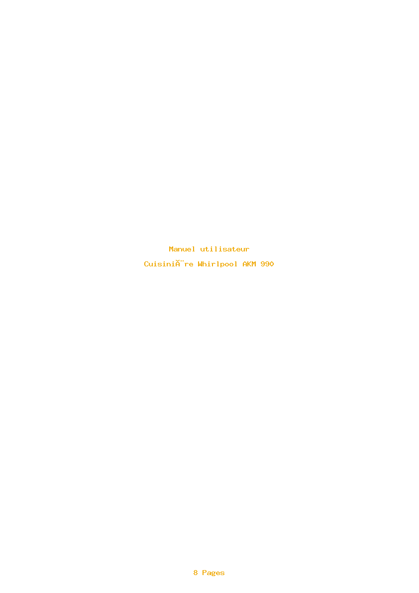 Page 1 de la notice Manuel utilisateur Whirlpool AKM 990