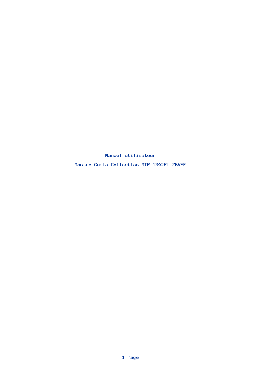 Page 1 de la notice Manuel utilisateur Casio Collection MTP-1302PL-7BVEF