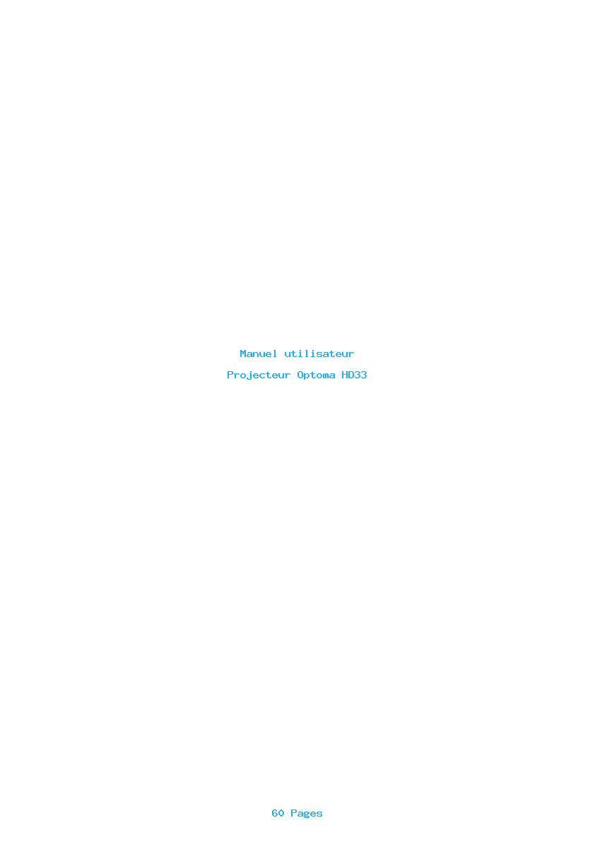 Page 1 de la notice Manuel utilisateur Optoma HD33