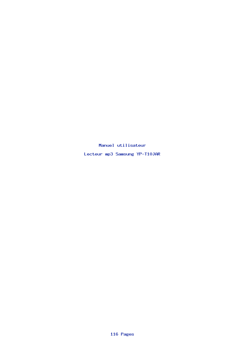 Page 1 de la notice Manuel utilisateur Samsung YP-T10JAR