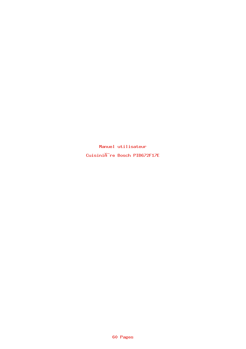 Page 1 de la notice Manuel utilisateur Bosch PIB672F17E