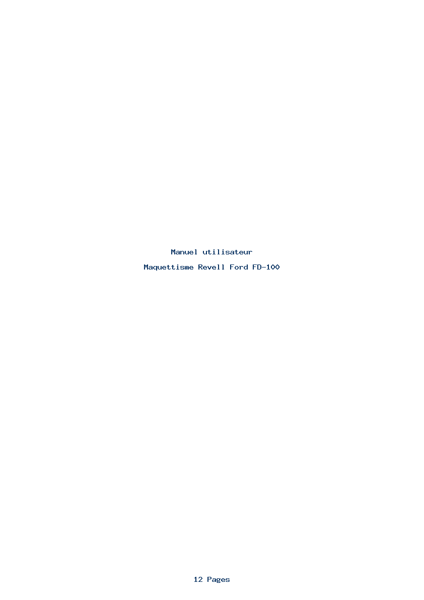 Page 1 de la notice Manuel utilisateur Revell Ford FD-100