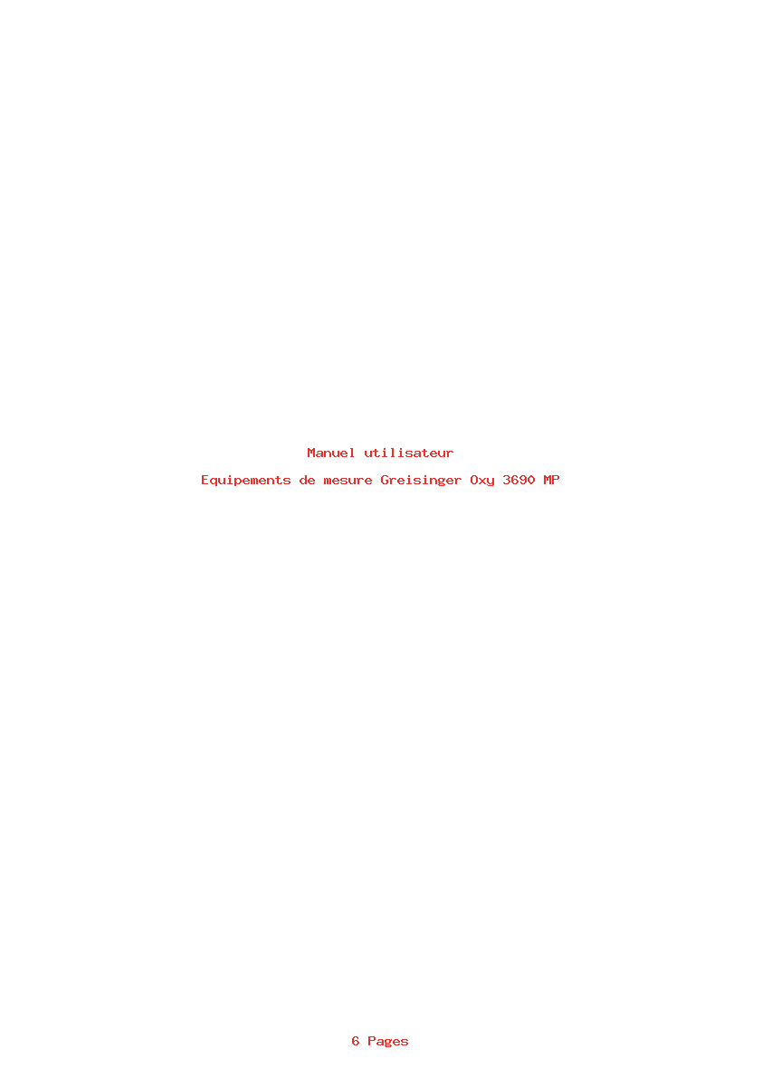 Page 1 de la notice Manuel utilisateur Greisinger Oxy 3690 MP