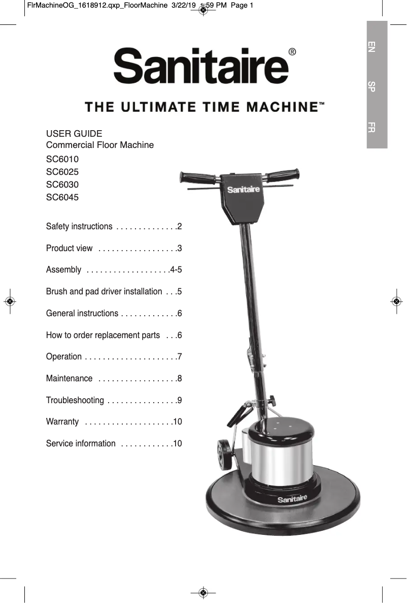 Page 1 de la notice Manuel utilisateur Sanitaire SC6010D