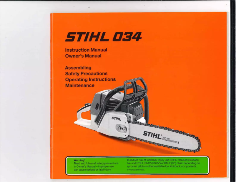 Page 1 de la notice Manuel utilisateur Stihl 034