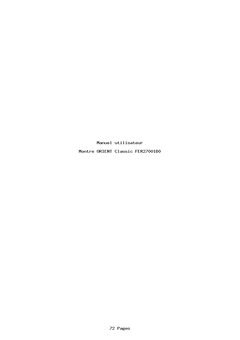 Page 1 de la notice Manuel utilisateur ORIENT Classic FER27001B0