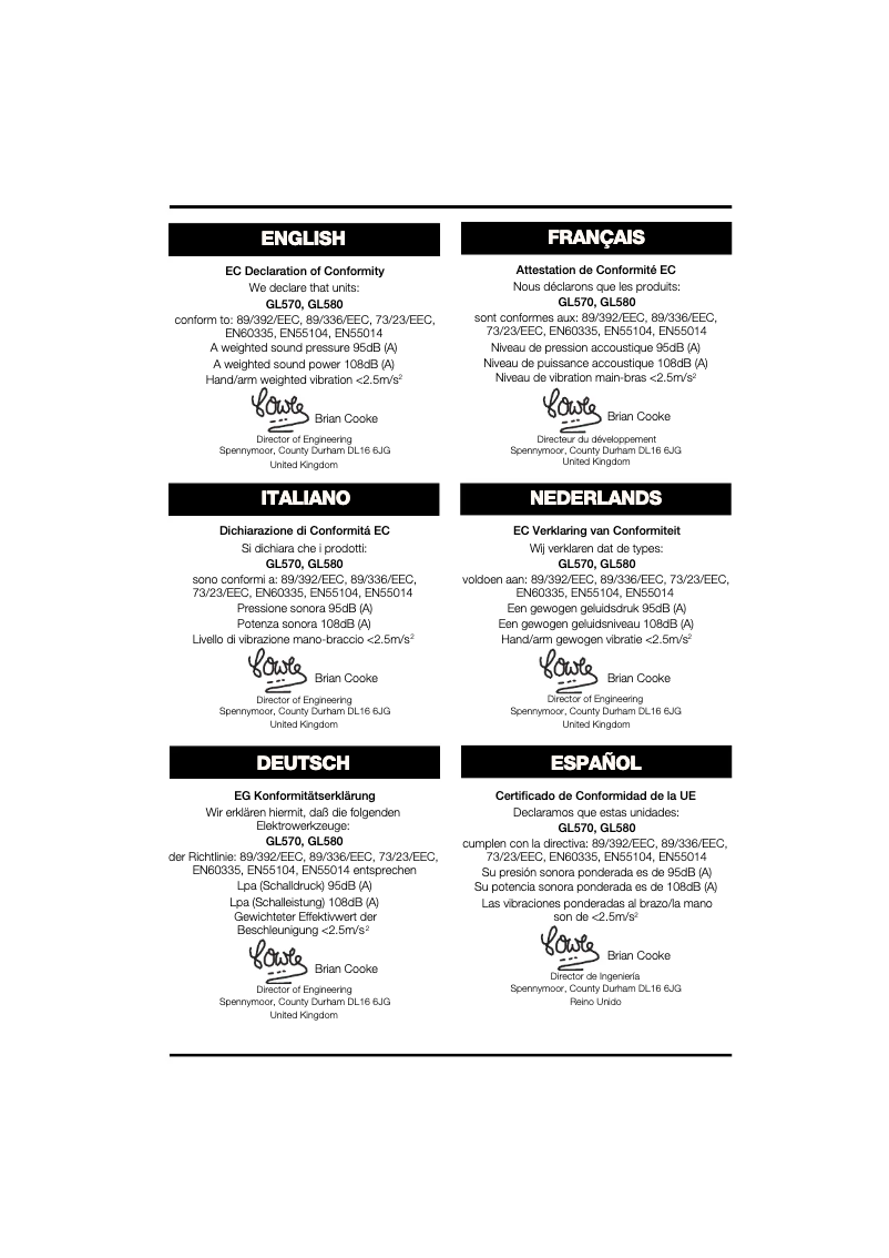 Image de la première page du manuel de l'appareil GL570