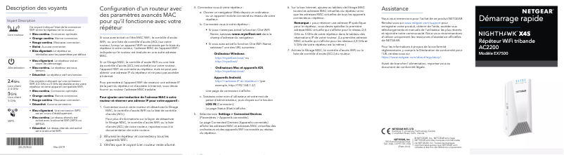 Page 1 de la notice Guide d'installation Netgear Nighthawk X4S EX7500