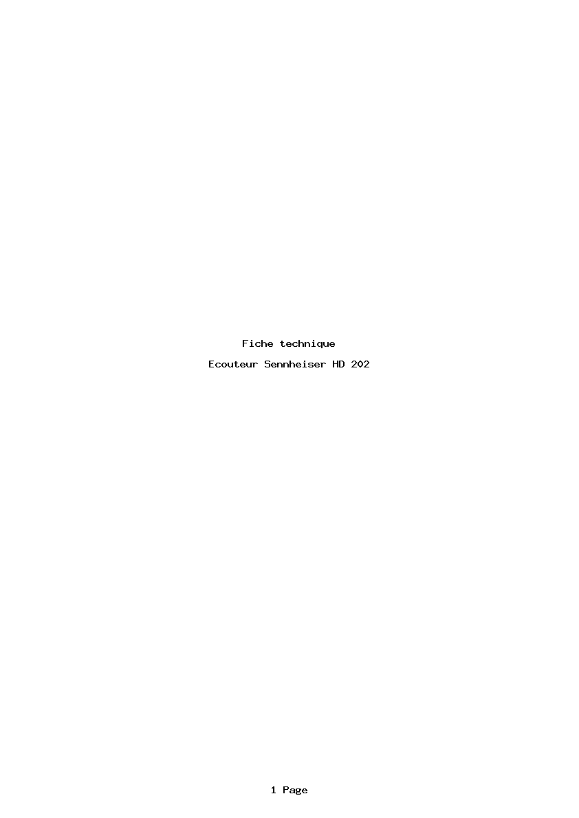 Page 1 de la notice Fiche technique Sennheiser HD 202