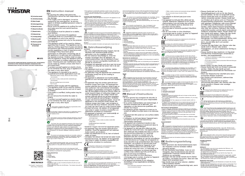 Page 1 de la notice Manuel utilisateur TriStar WK-3372