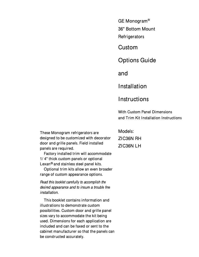 Page 1 of the manual User Manual GE ZKHTC1
