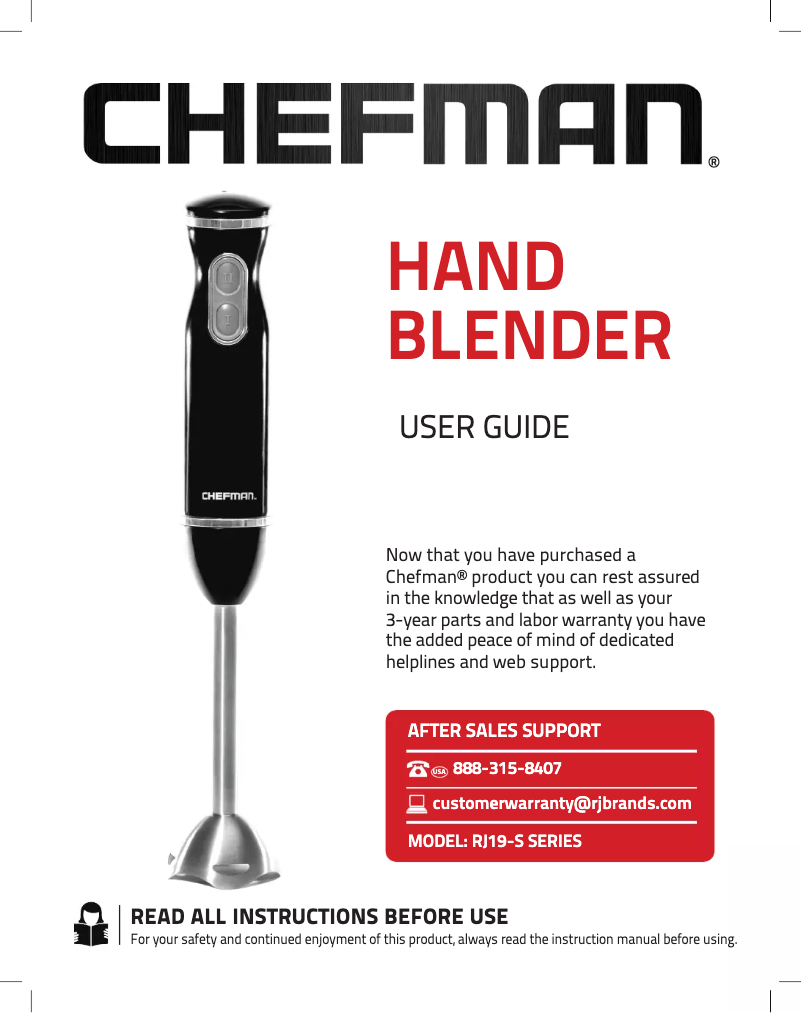 Page 1 de la notice Manuel utilisateur Chefman RJ19-S
