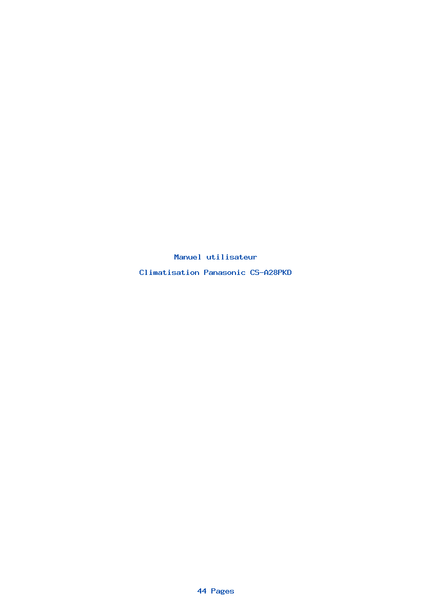 Page 1 de la notice Manuel utilisateur Panasonic CS-A28PKD