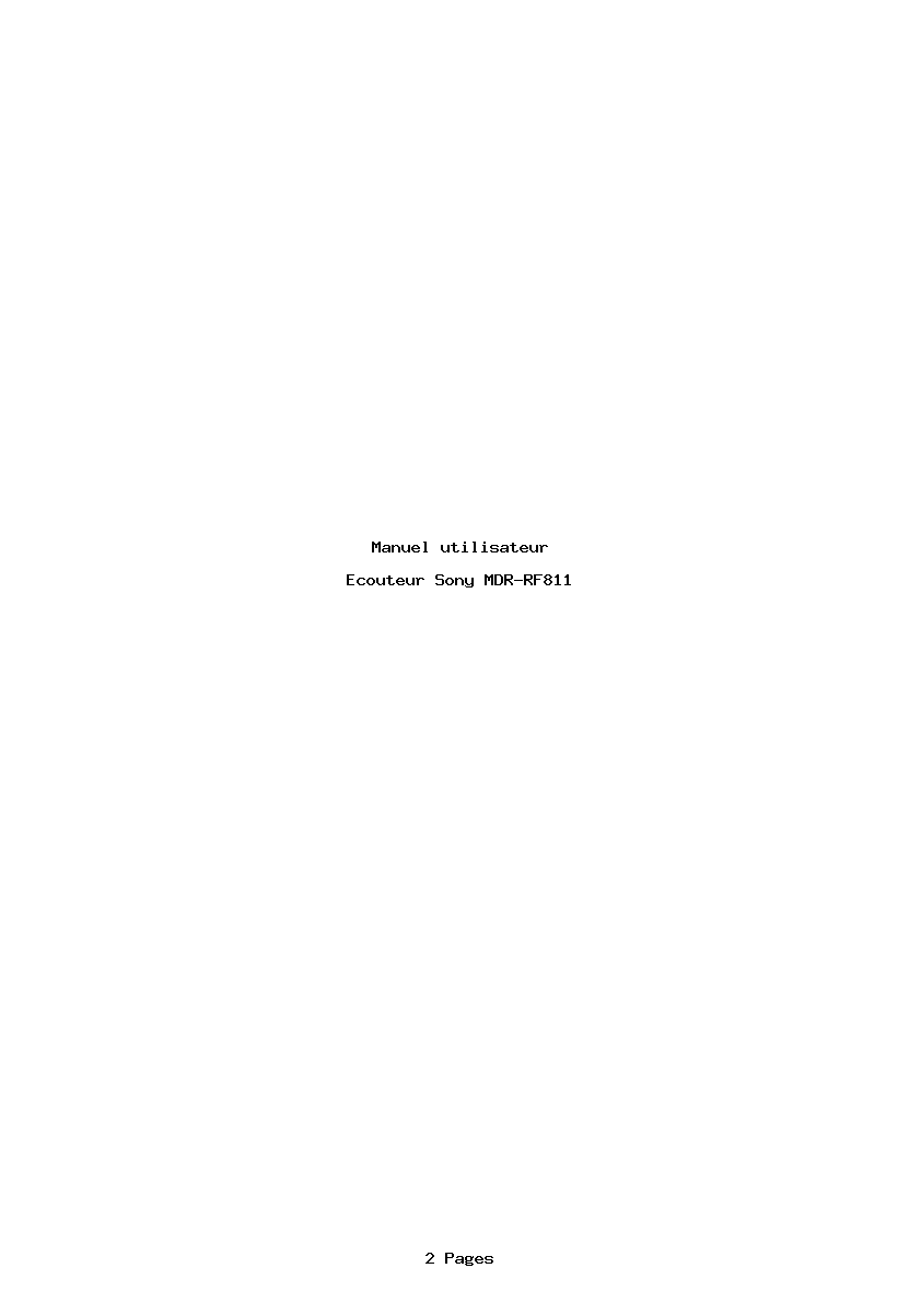 Page 1 de la notice Manuel utilisateur Sony MDR-RF811
