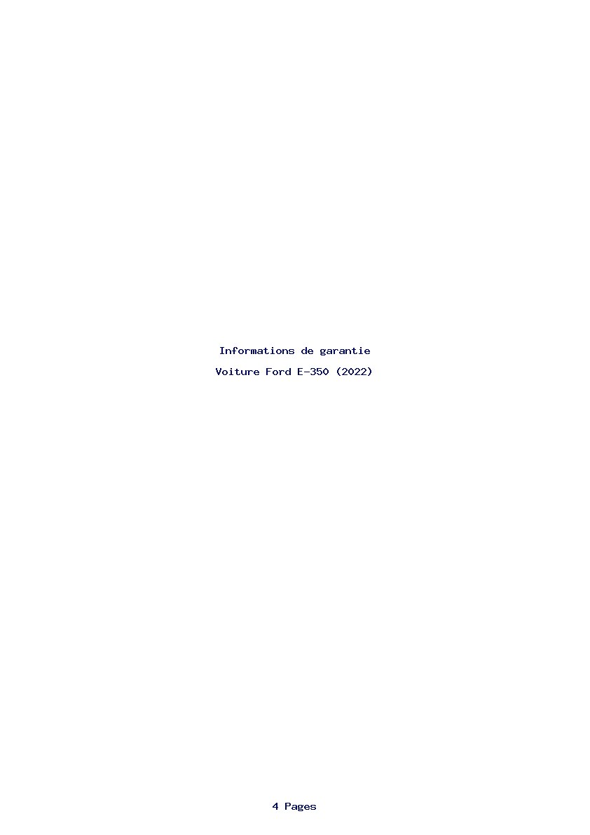 Page 1 de la notice Informations de garantie Ford E-350 (2022)