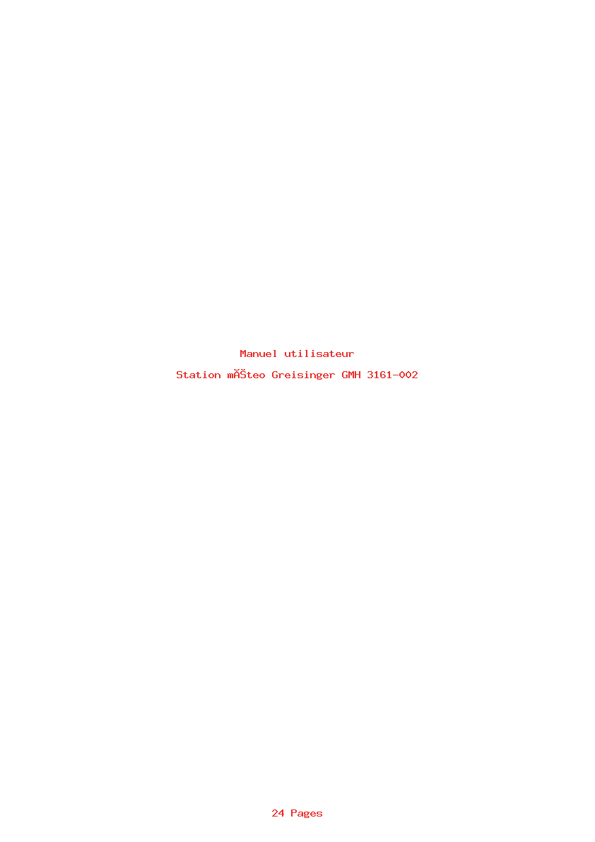 Page 1 de la notice Manuel utilisateur Greisinger GMH 3161-002