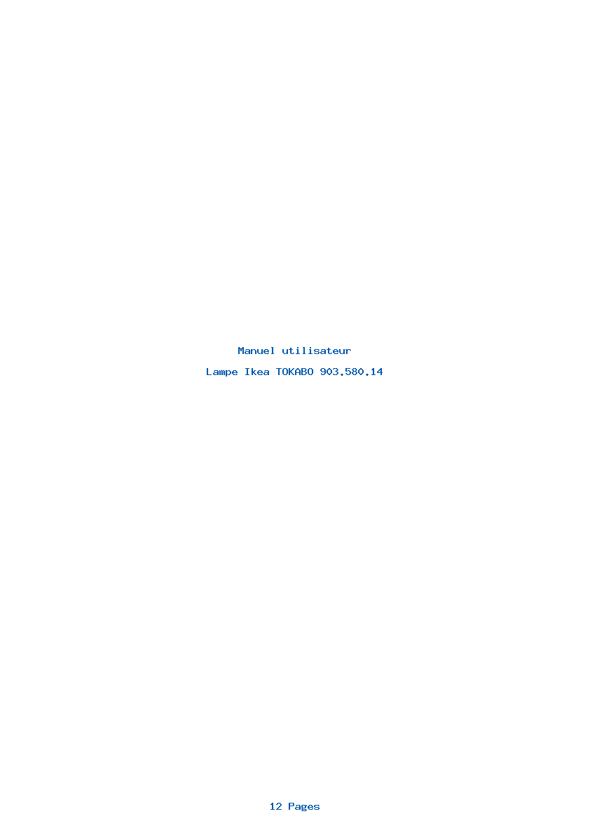 Page 1 de la notice Manuel utilisateur Ikea TOKABO 903.580.14