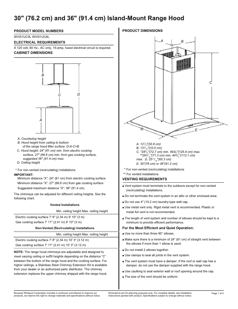 Page 1 de la notice Mode d'emploi Whirlpool WVI51UC0LS