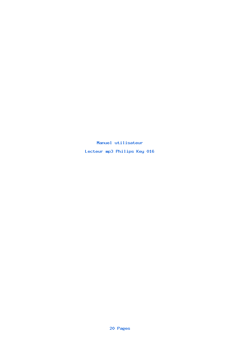 Page 1 de la notice Manuel utilisateur Philips Key 016