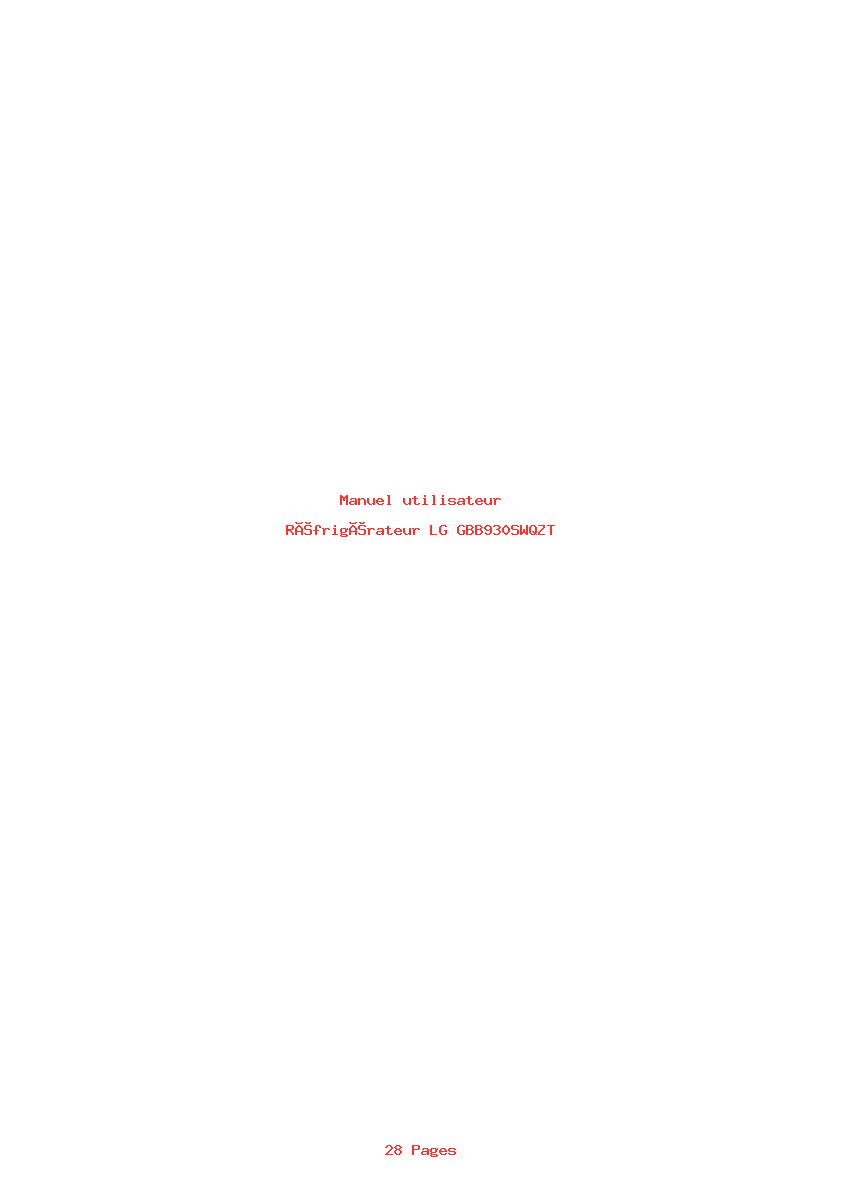 Page 1 de la notice Manuel utilisateur LG GBB930SWQZT
