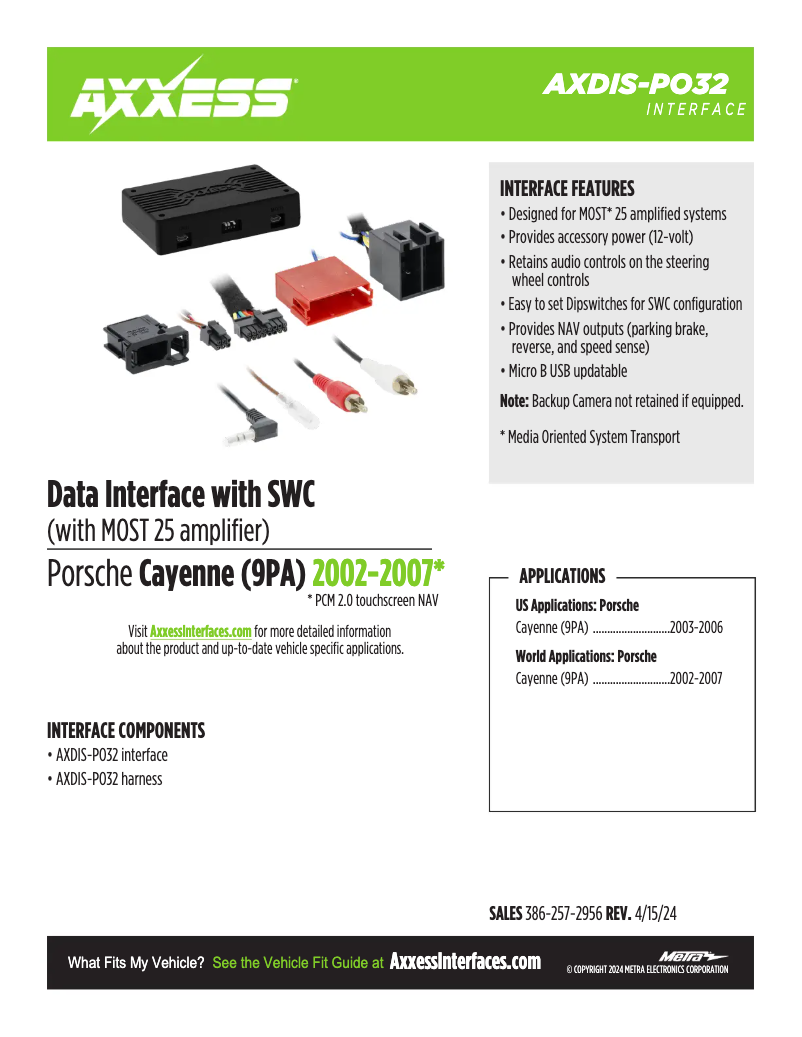 Page 1 de la notice Fiche technique AXESS AXDIS-PO32