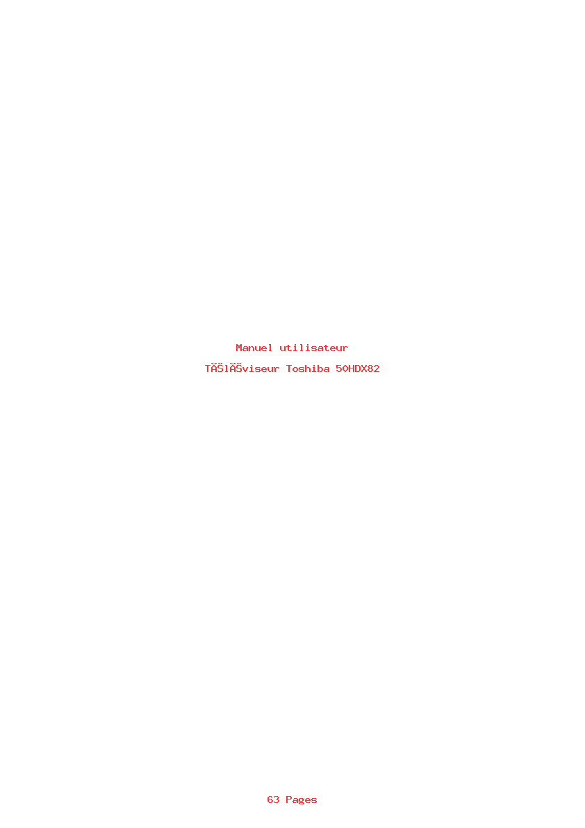 Page 1 de la notice Manuel utilisateur Toshiba 50HDX82