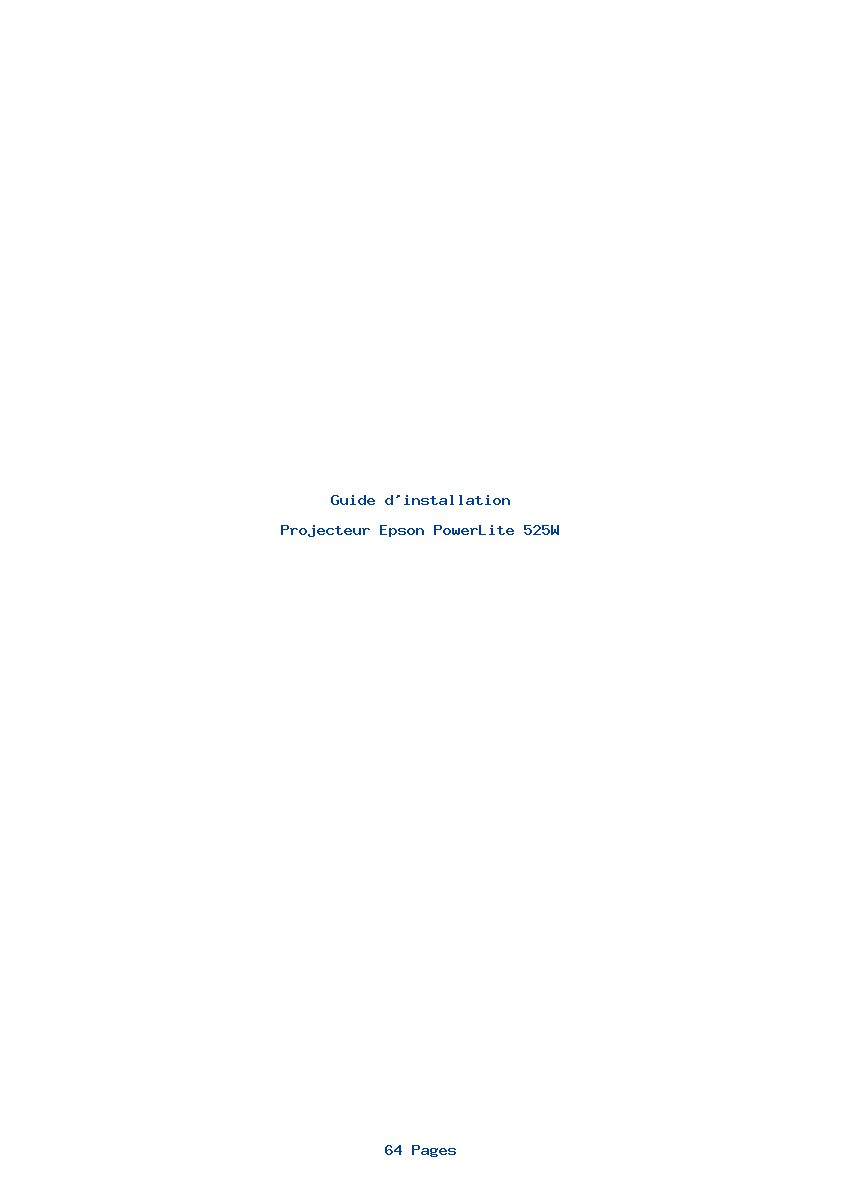 Page 1 de la notice Guide d'installation Epson PowerLite 525W