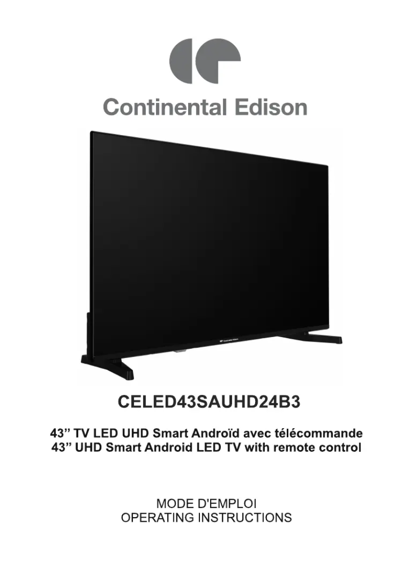 Page 1 de la notice Manuel utilisateur Continental Edison CELED43SAUHD24B3