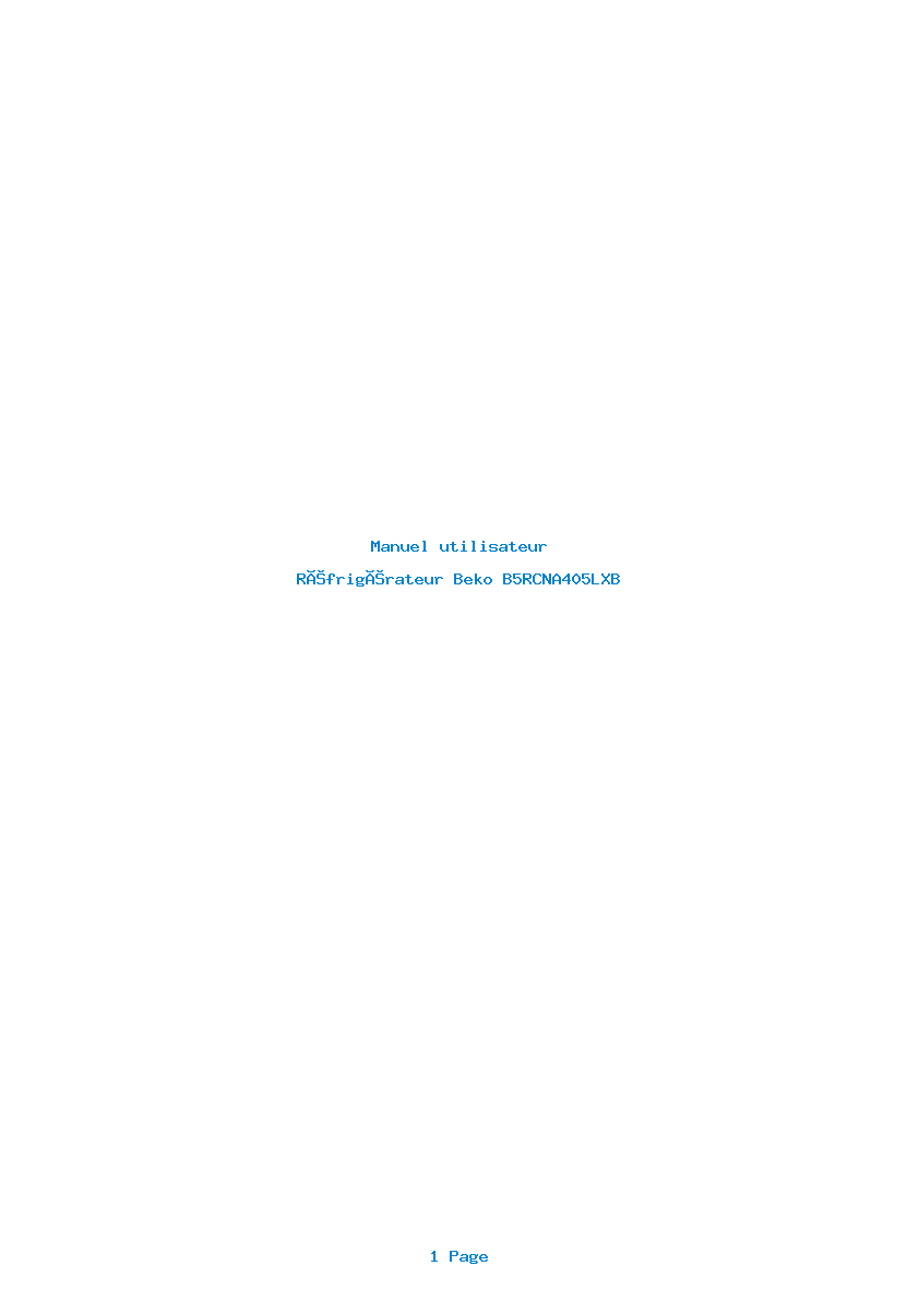 Page 1 de la notice Manuel utilisateur Beko B5RCNA405LXB