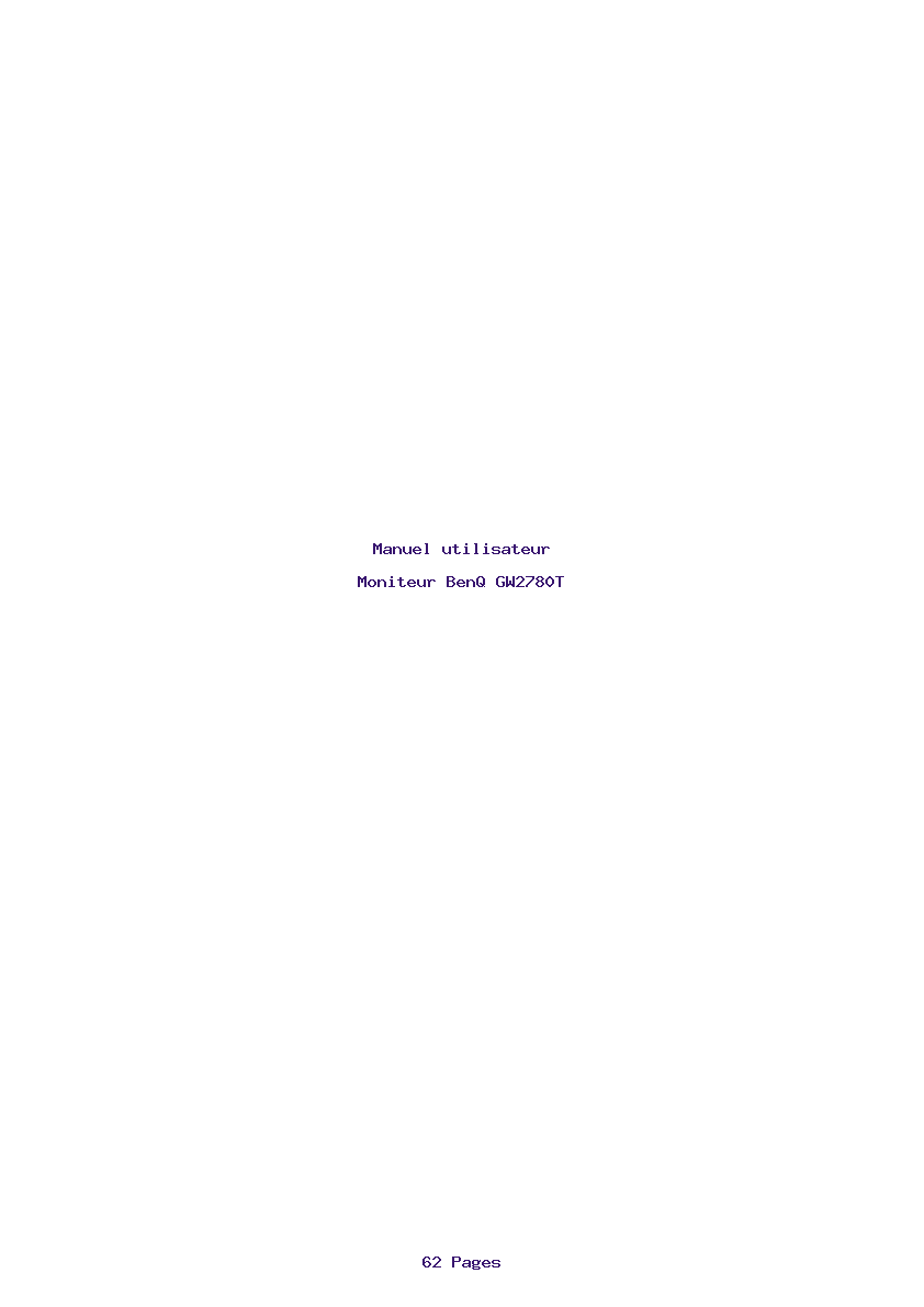 Page 1 de la notice Manuel utilisateur BenQ GW2780T