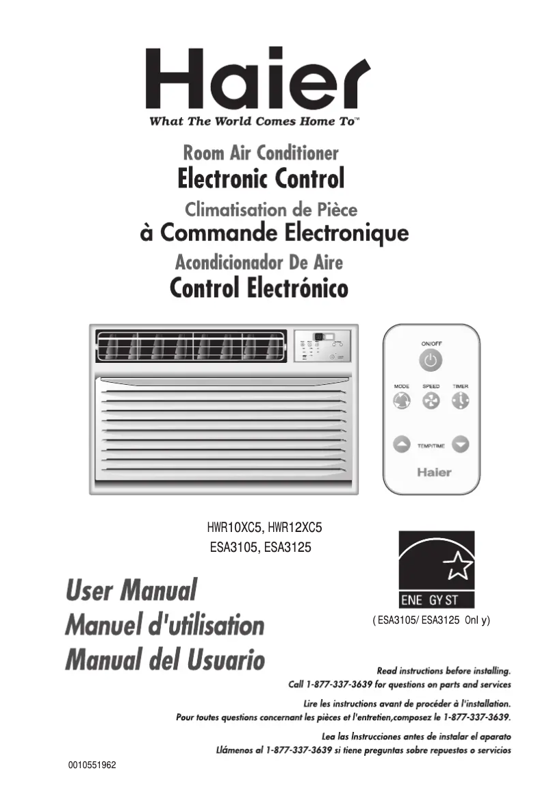 Page 1 of the manual User Manual Haier HWR12XC5