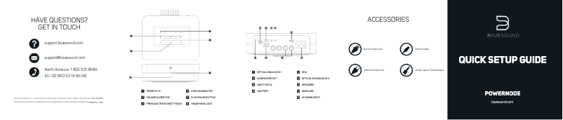 Page 1 de la notice Guide de démarrage rapide Bluesound Powernode
