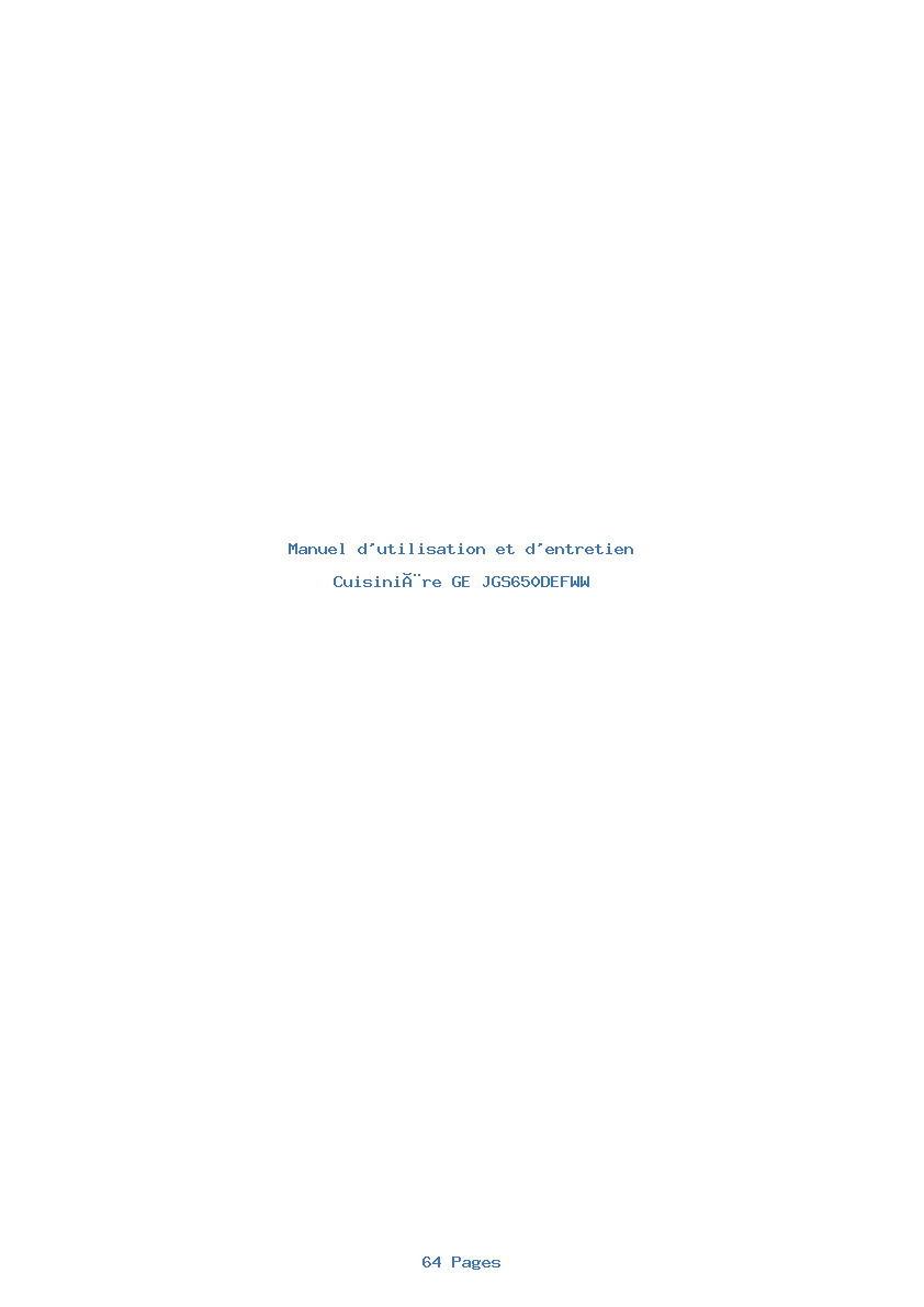 Page 1 de la notice Manuel d'utilisation et d'entretien GE JGS650DEFWW