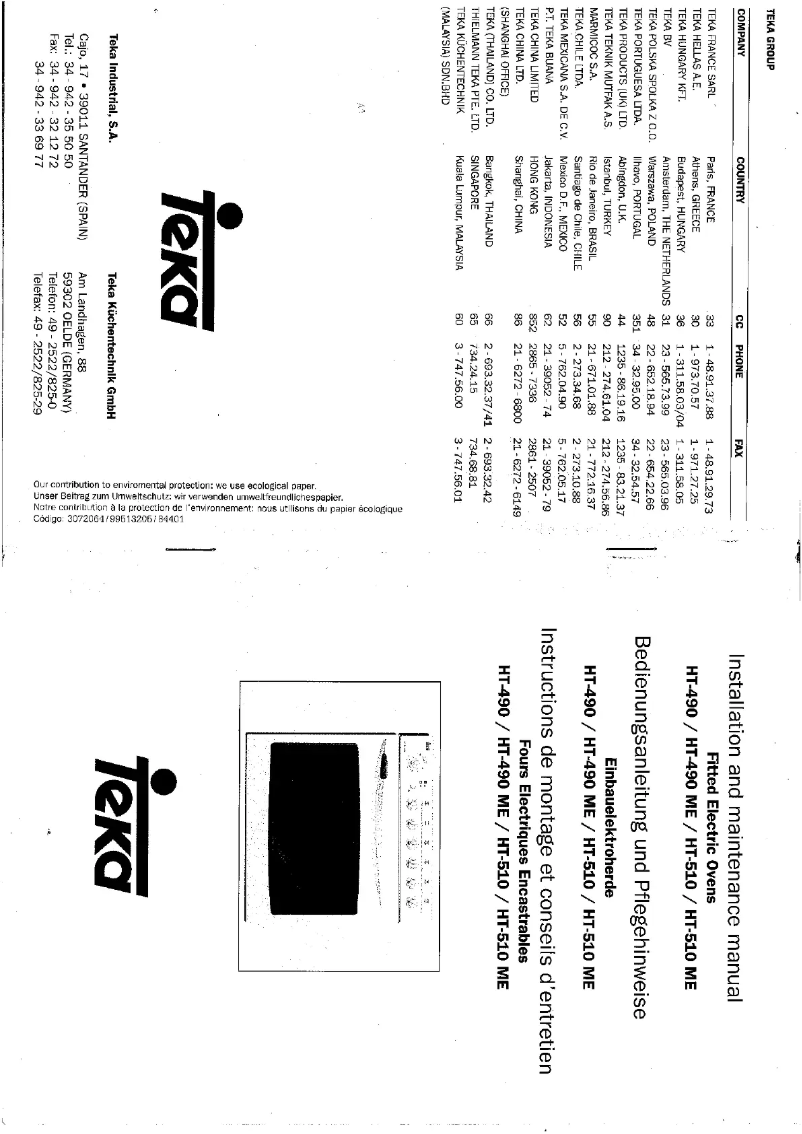 Página 1 del manual Manual de usuario Teka HT-490 ME