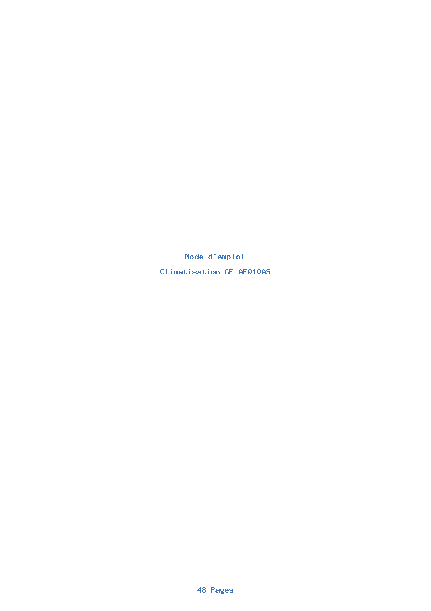 Image de la première page du manuel de l'appareil AEQ10AS