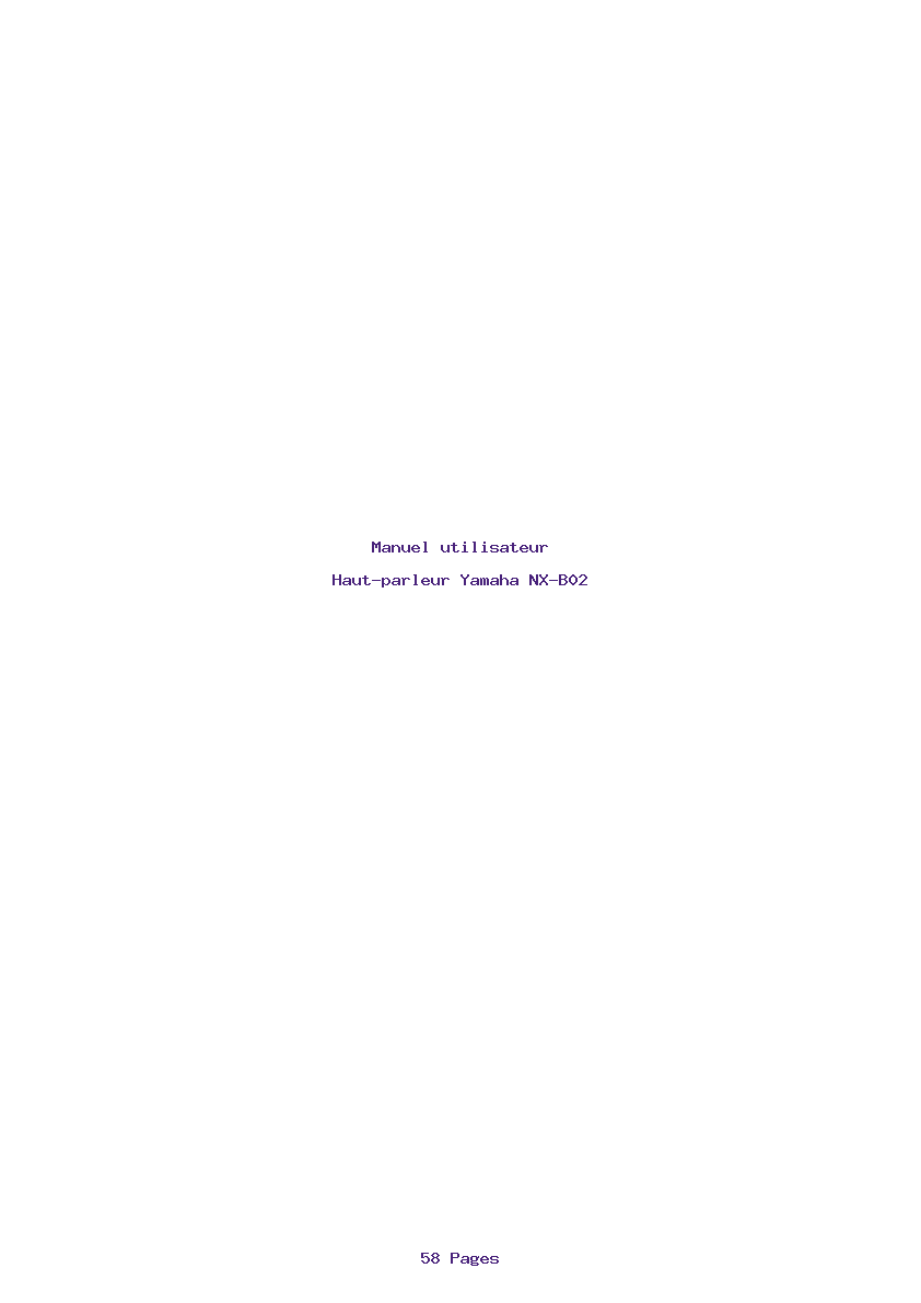 Page 1 de la notice Manuel utilisateur Yamaha NX-B02