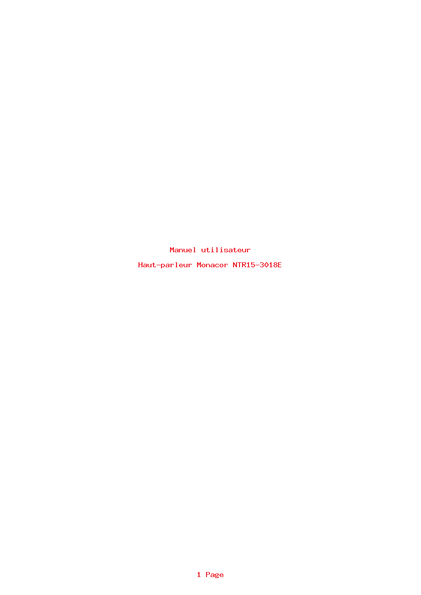 Page 1 de la notice Manuel utilisateur Monacor NTR15-3018E