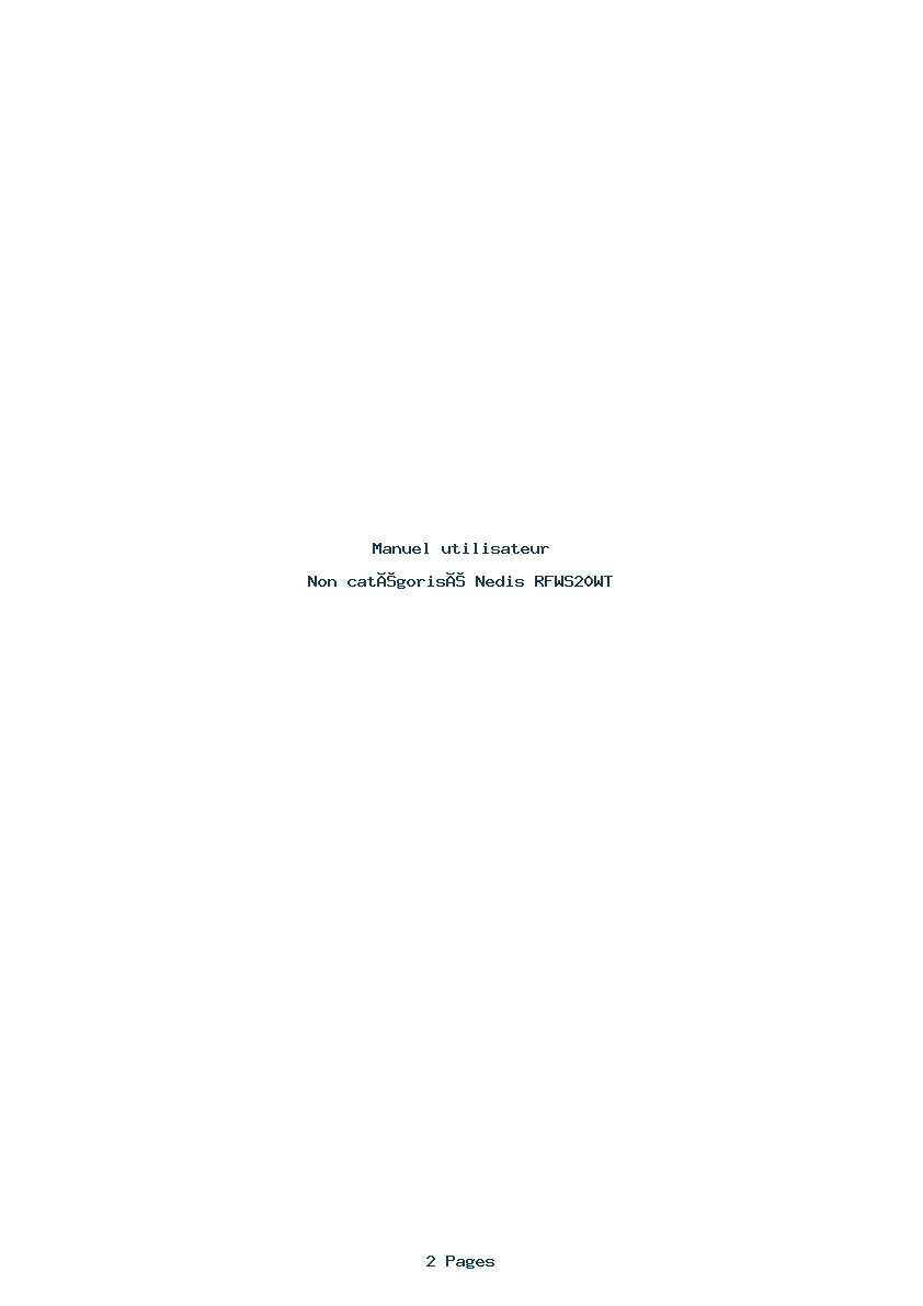 Image de la première page du manuel de l'appareil RFWS20WT