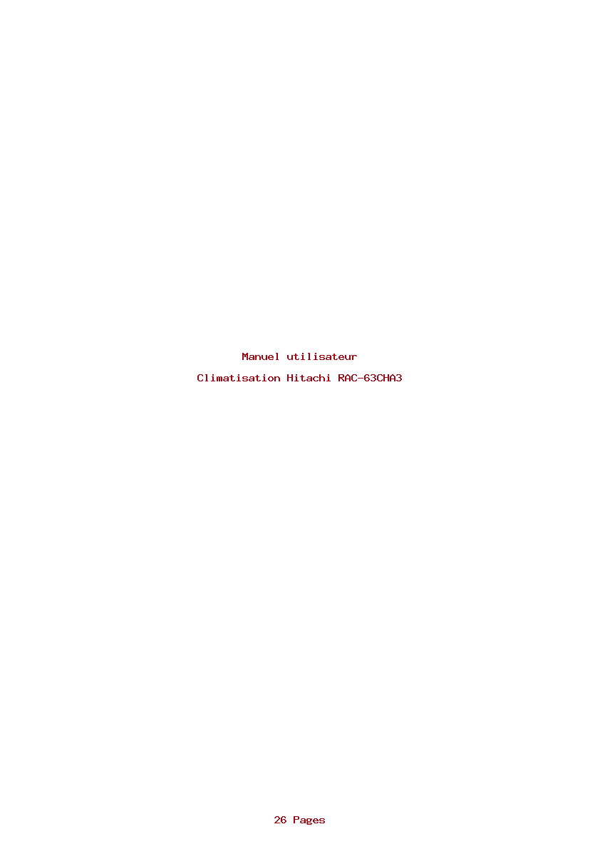Page 1 de la notice Manuel utilisateur Hitachi RAC-63CHA3