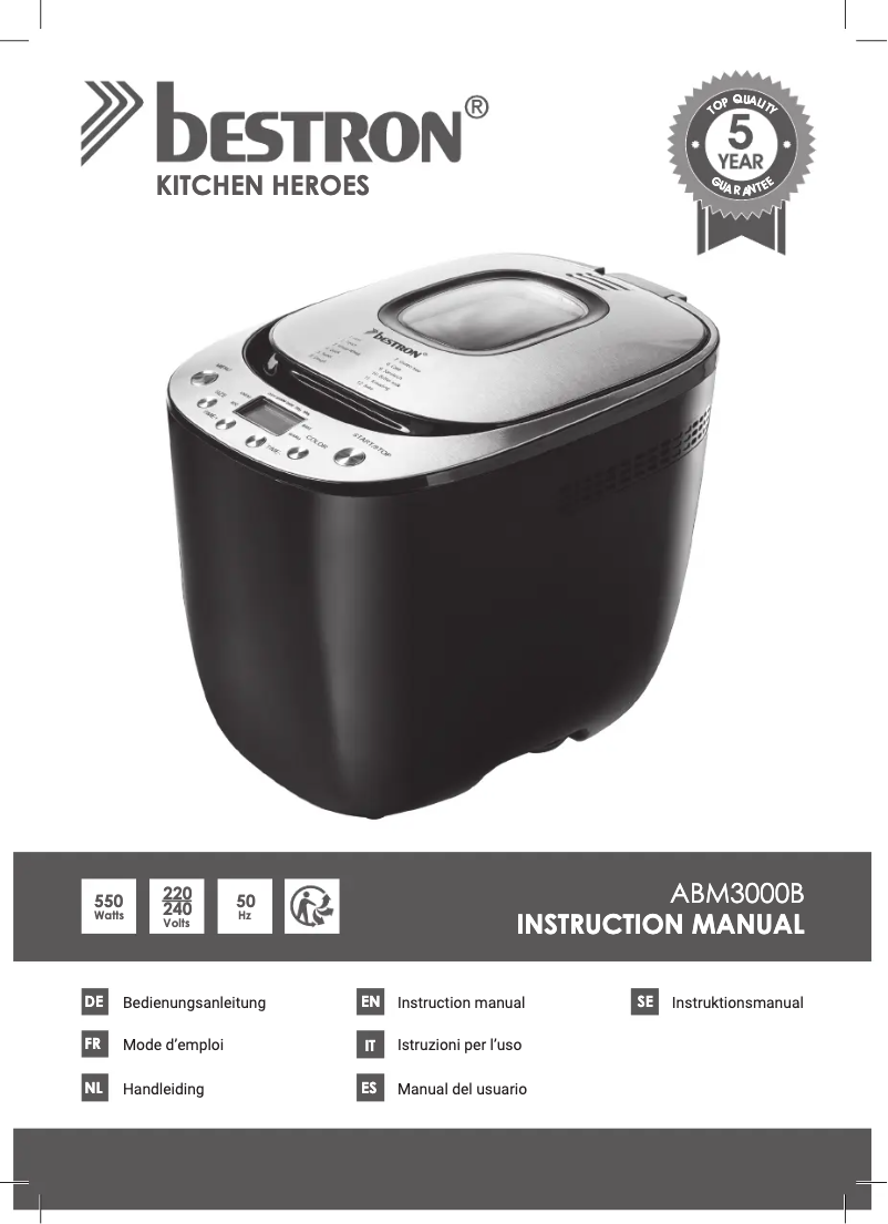 Page 1 de la notice Manuel utilisateur Bestron ABM3000B