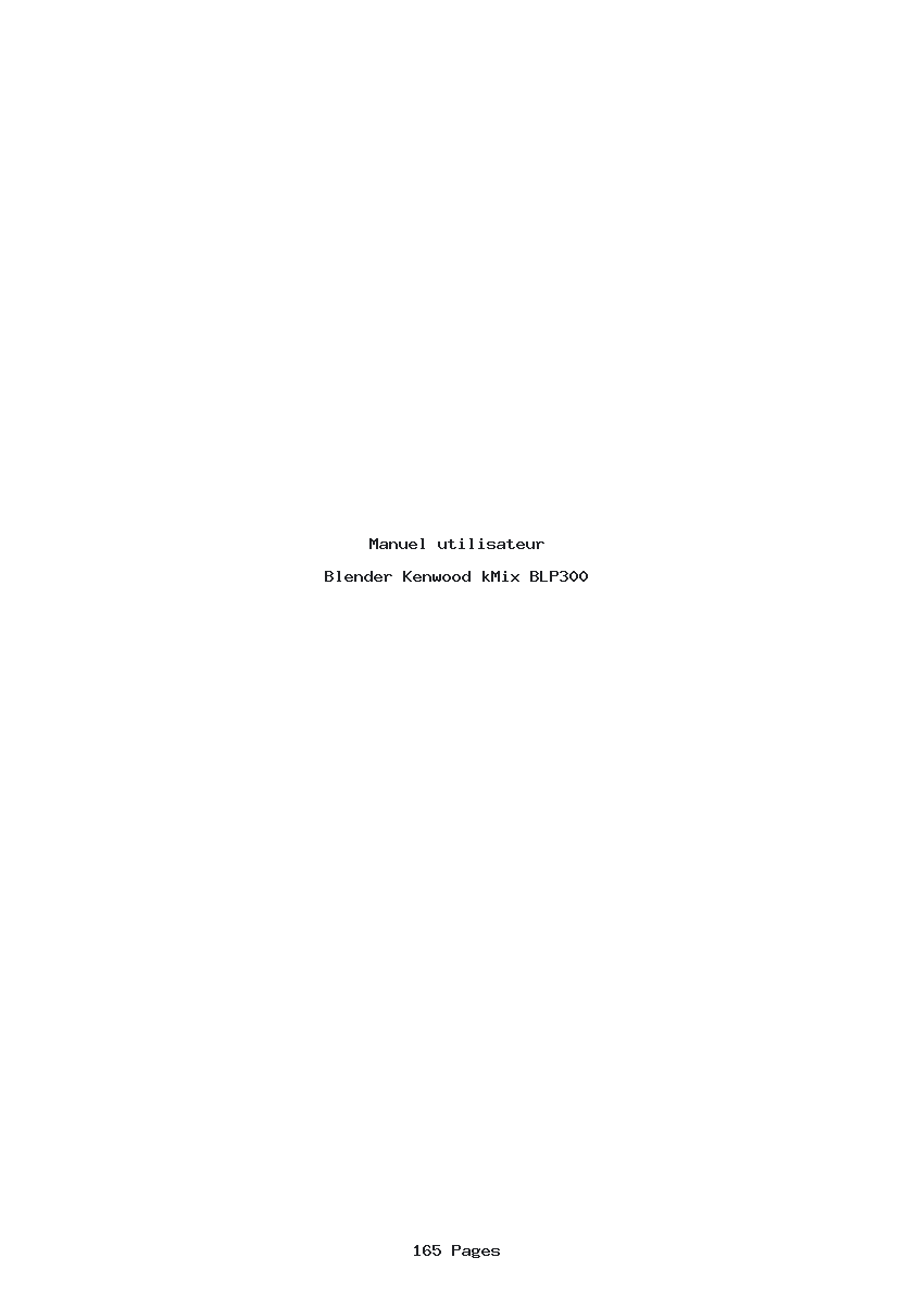 Page 1 de la notice Manuel utilisateur Kenwood kMix BLP300