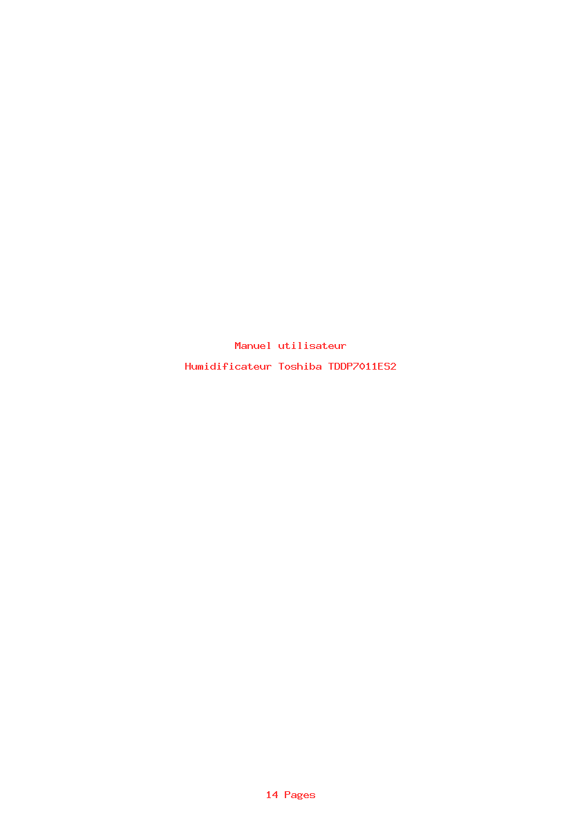 Page 1 de la notice Manuel utilisateur Toshiba TDDP7011ES2